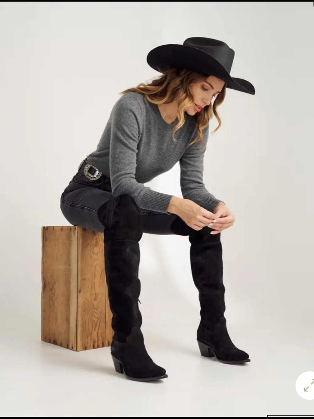 Tecovas Black Over-the-Knee Suede Boots with Side Zip